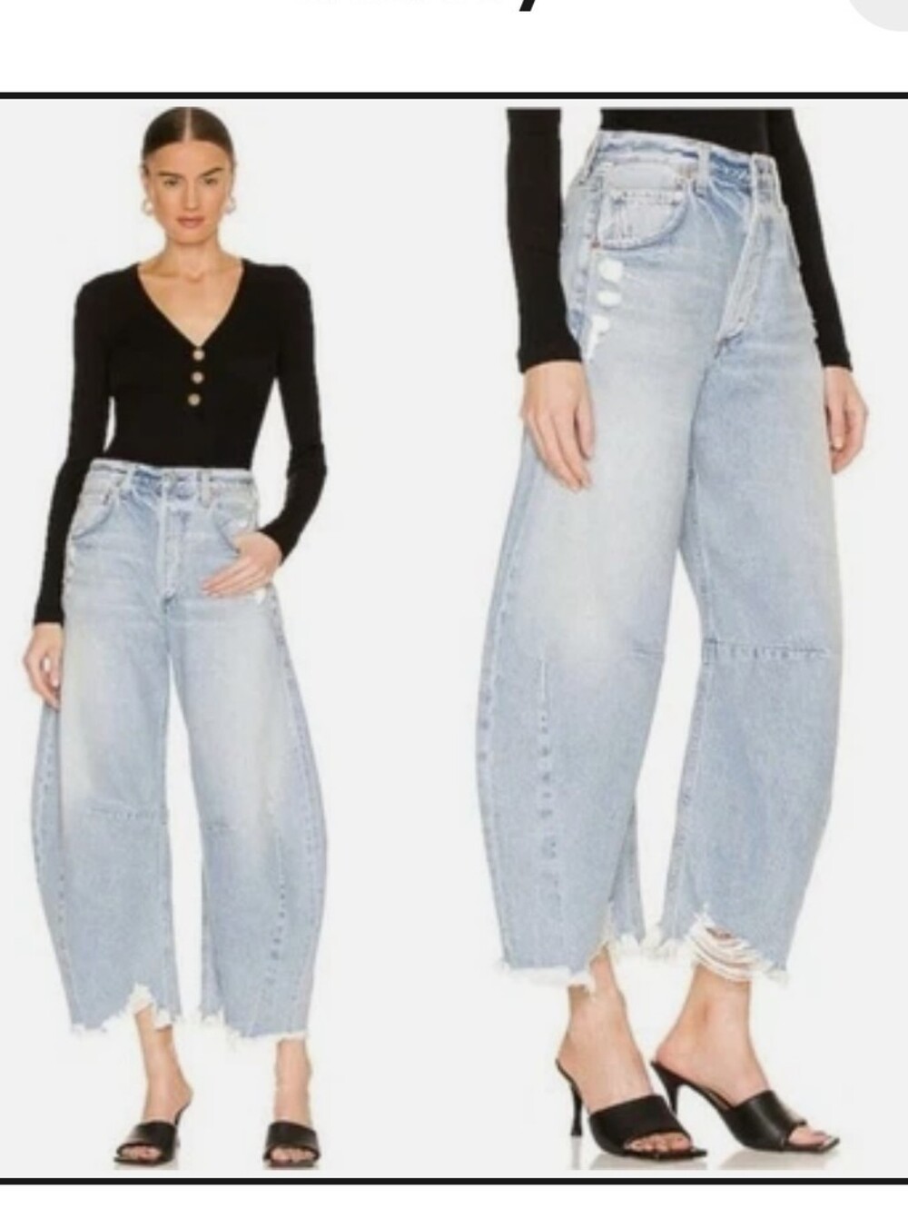 Citizens Of Humanity Light Blue High-Rise Barrel Cropped Jeans